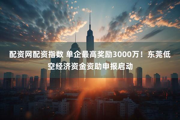 配资网配资指数 单企最高奖励3000万！东莞低空经济资金资助申报启动